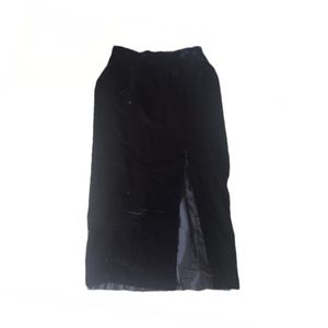 Laura Long Black Velvet Skirt